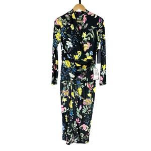 RACHEL Rachel Roy Bret Jersey Dark Floral Dress Size Large Stretch